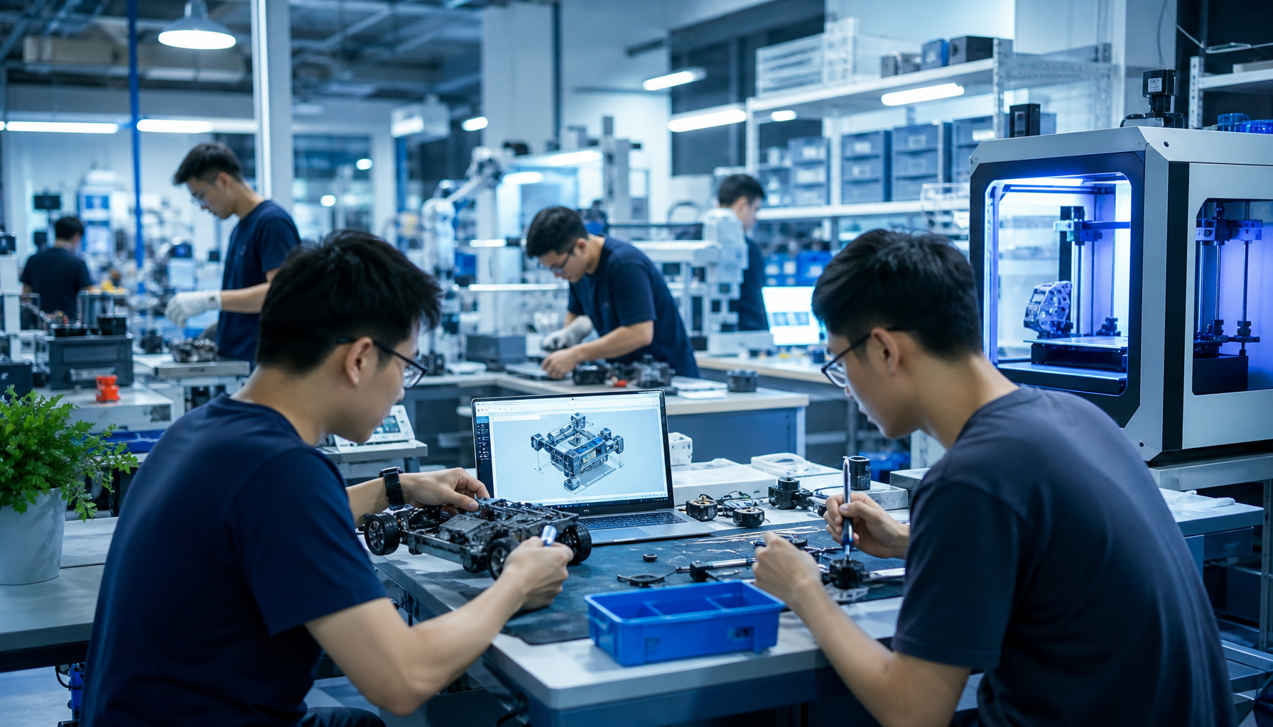Rapid hardware prototyping ecosystem in Shenzhen fast iteration with 3D printing and testing