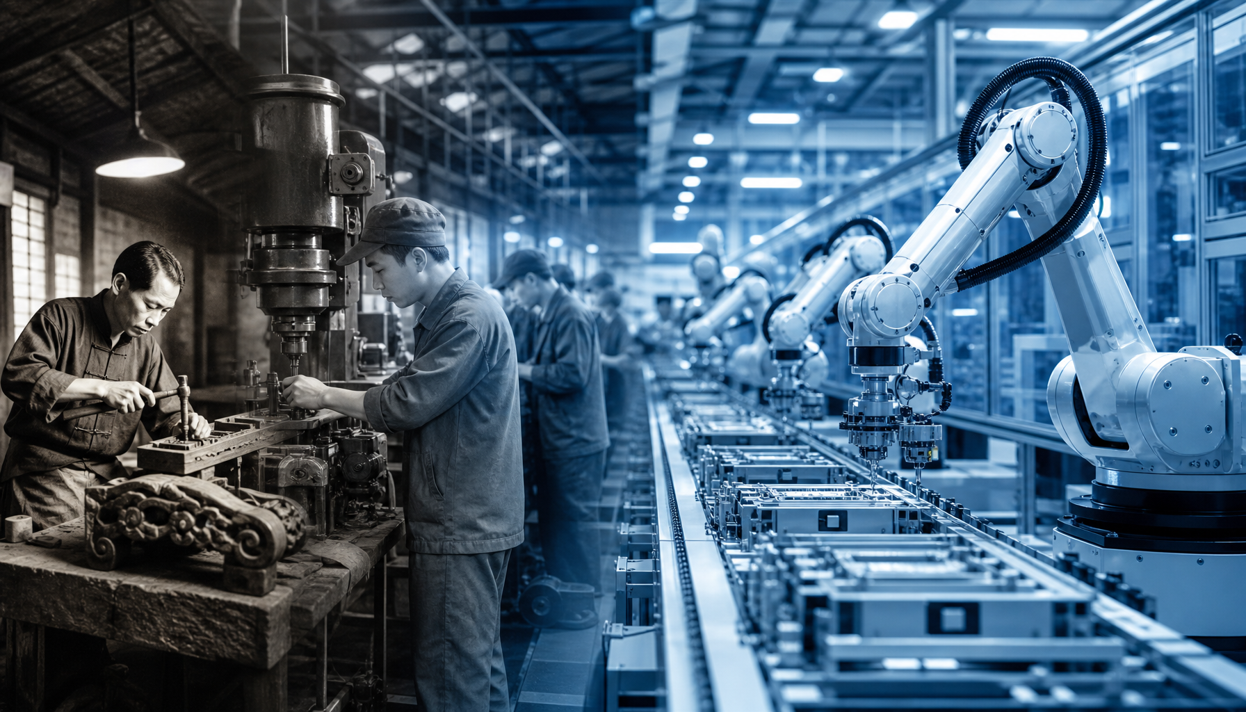 Evolution of China manufacturing from traditional to smart Industry 4.0 automated factory
