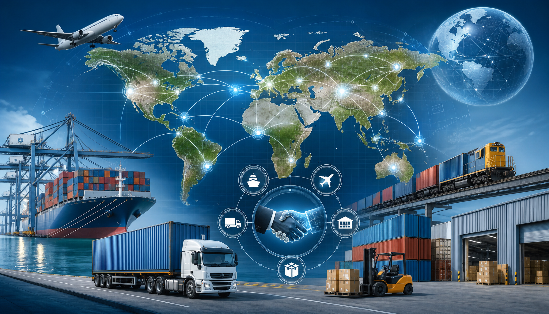 Global logistics and shipping network for manufactured goods from China to worldwide markets