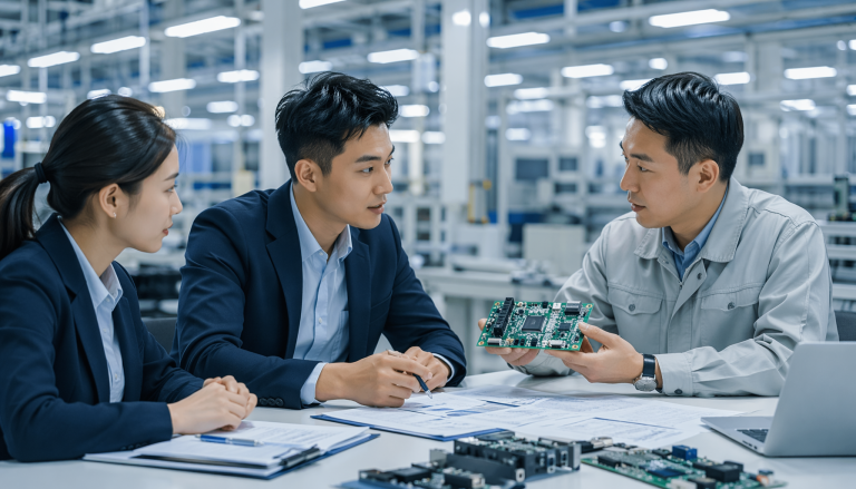 Chinese electronics factory supply chain and supplier selection, B2B manufacturing concept