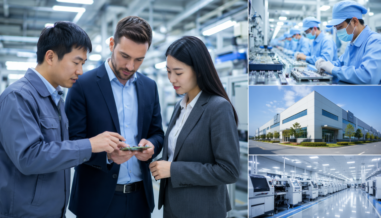 Chinese electronics factory supply chain and supplier selection, B2B manufacturing concept