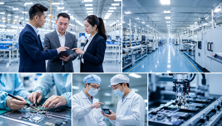 Chinese electronics factory supply chain and supplier selection, B2B manufacturing concept