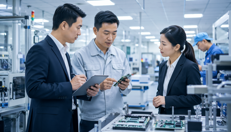 Chinese electronics factory supply chain and supplier selection, B2B manufacturing concept