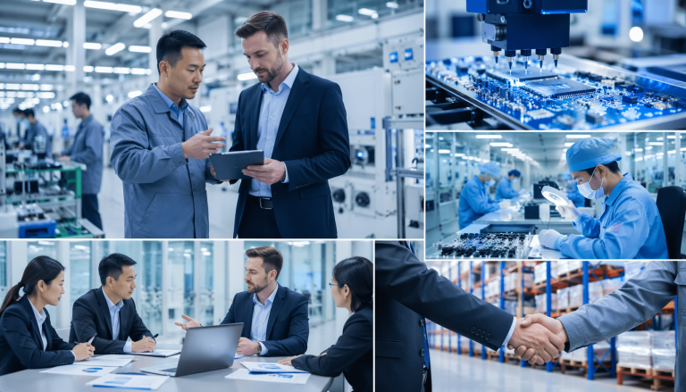 Chinese electronics factory supply chain and supplier selection, B2B manufacturing concept