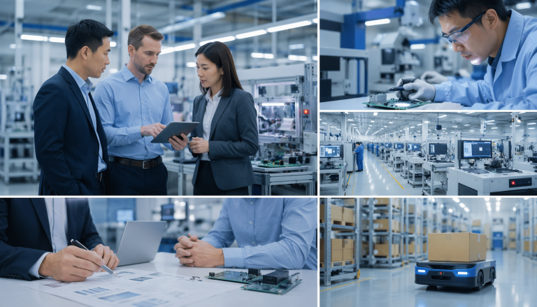 Chinese electronics factory supply chain and supplier selection, B2B manufacturing concept