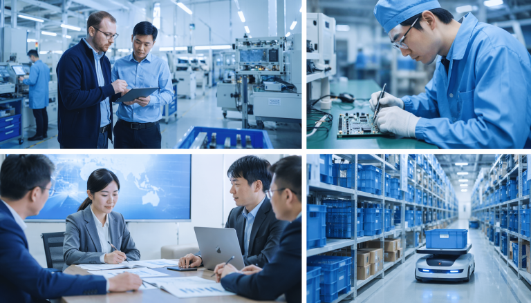 Chinese electronics factory supply chain and supplier selection, B2B manufacturing concept