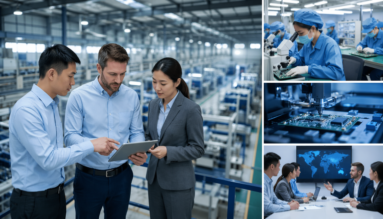 Chinese electronics factory supply chain and supplier selection, B2B manufacturing concept